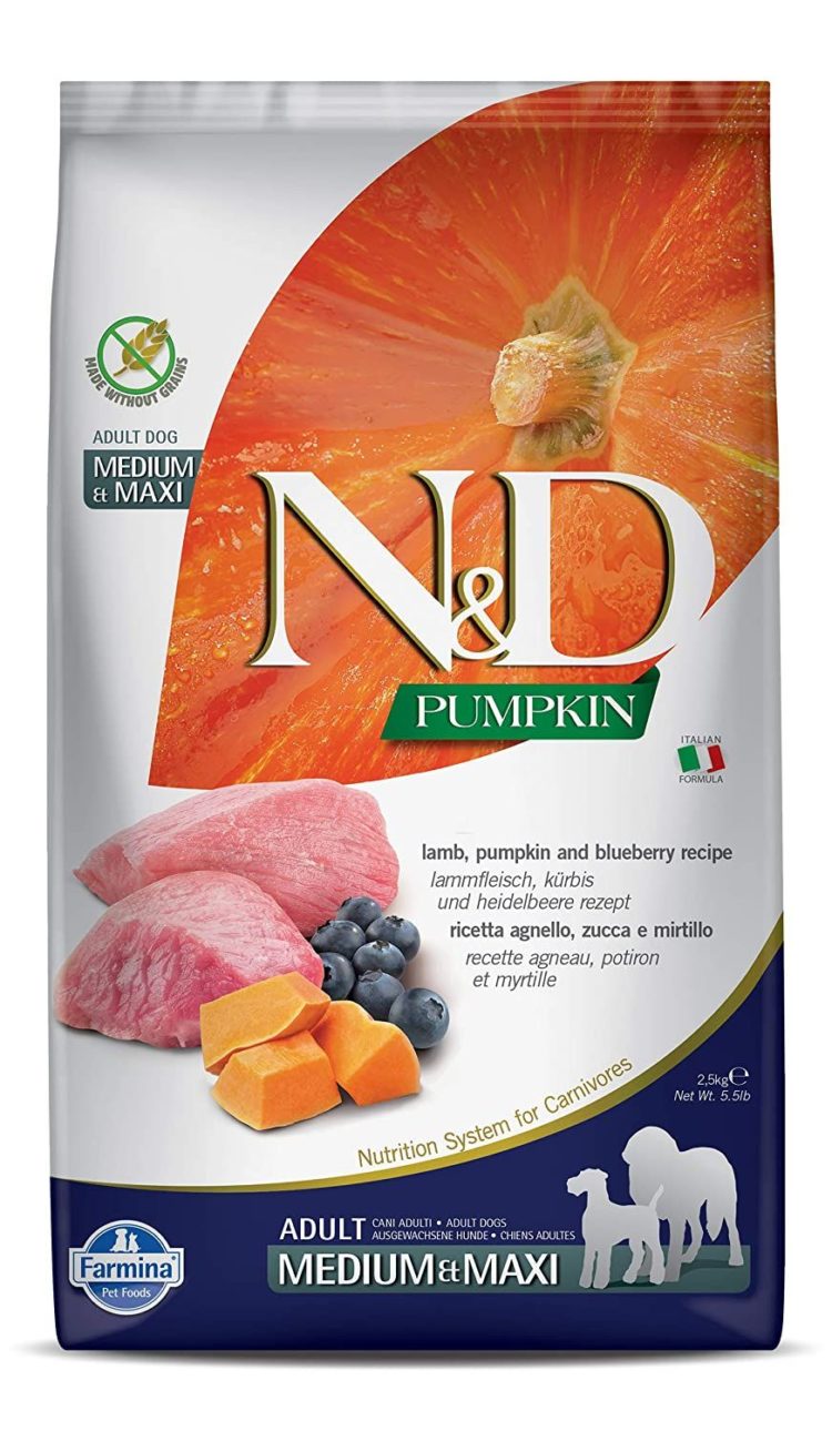 Farmina N&D Pumpkin Lamb Pumpkin And Blueberry Grain Free Medium And Maxi Adult Dog Dry Food